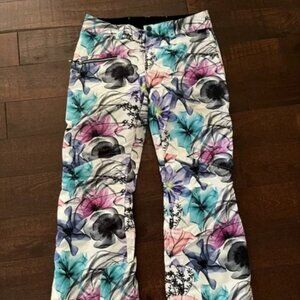 Obermeyer Floral Patterned Thermal Insulated Ski/ Snowboard Pants Size 8